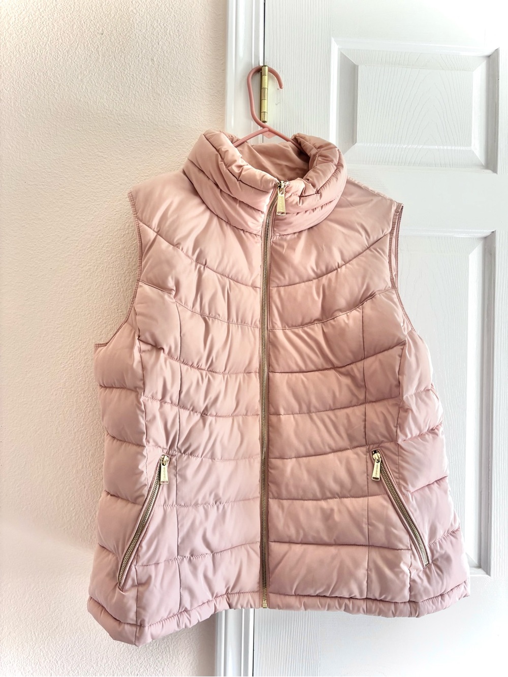 Calvin Klein Womens Vest Pink Full Zip Pockets Quilted Puffer Insulated Size 1X